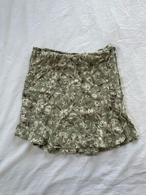 Green Floral Ruffle Mini Skort